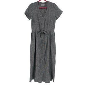 Liz Alig Size M Heathered 100% Linen Midi Dress Jumper Art-to-wear Coastal